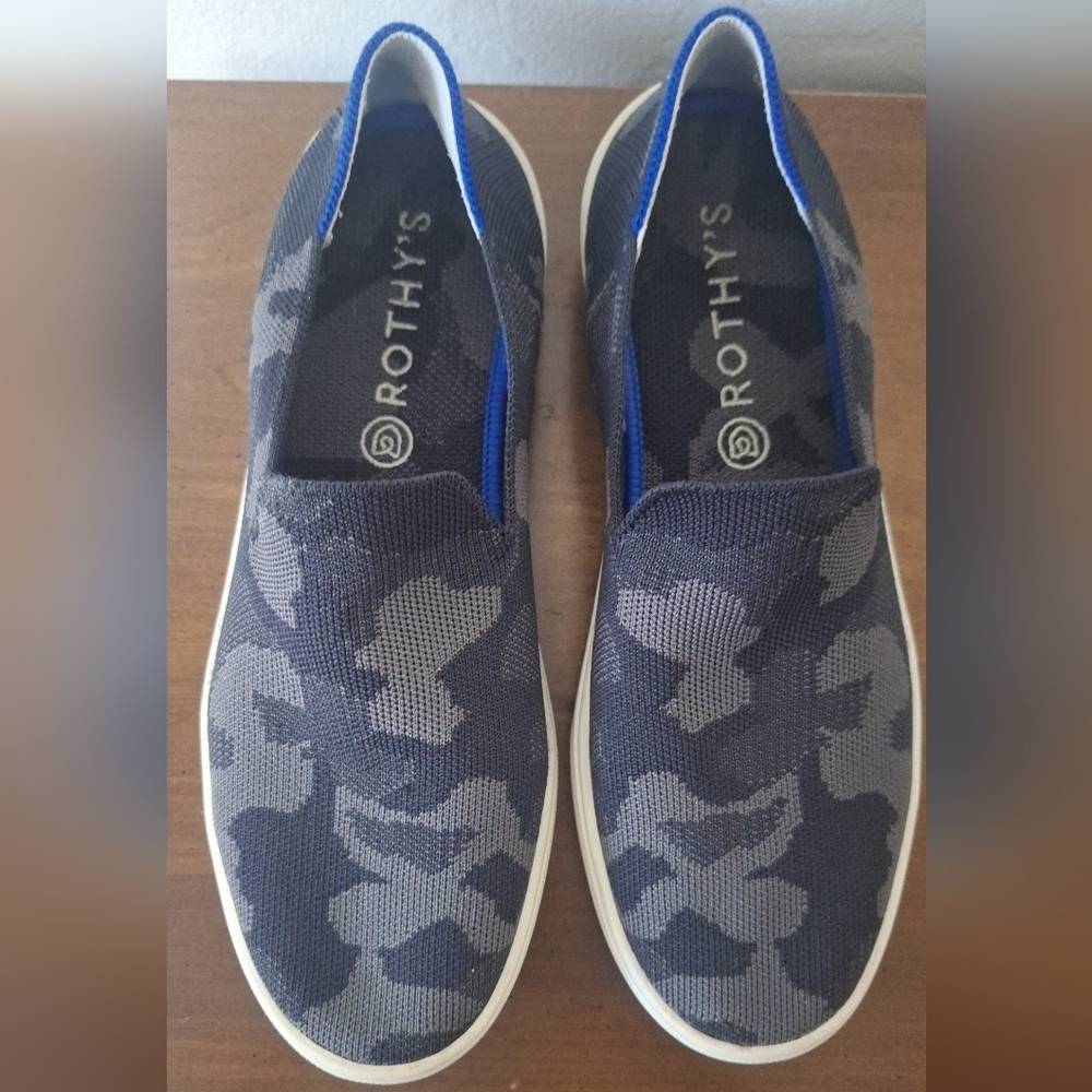 Rothy's The Original Slip On Sneakers Shoes Gray Camo Camouflage Retired Size 9 - Picture 4 of 14